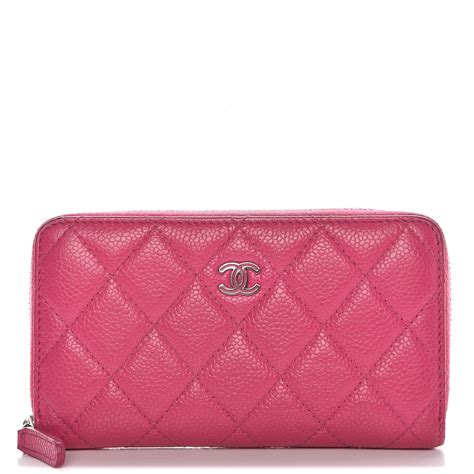 chanel caviar quilted small zip around wallet pink|Chanel GUC Caviar Pink Zipper Wallet .